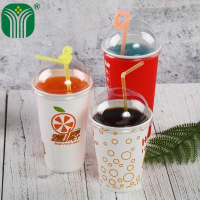 China Disposable Custom Logo Printed Disposable Paper Frozen Drink Cups for sale