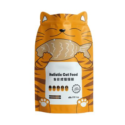 China Moisture Proof Custom Printed Resealable 1kg Plastic Back Up Pet Cat Food Packing Bags for sale