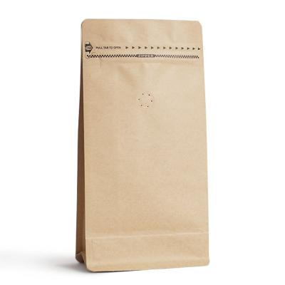 China Customized 100g 150g Moisture Proof Stand Up Kraft Paper Flat Bottom Coffee Beans Plastic Packaging Bags for sale