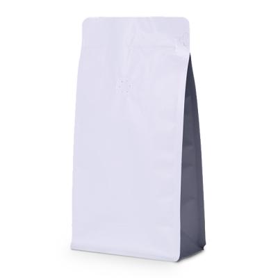 China White Moisture Proof Stand Up Pouch With Valve Mylar Zipper Top Coffee Packaging Bag for sale