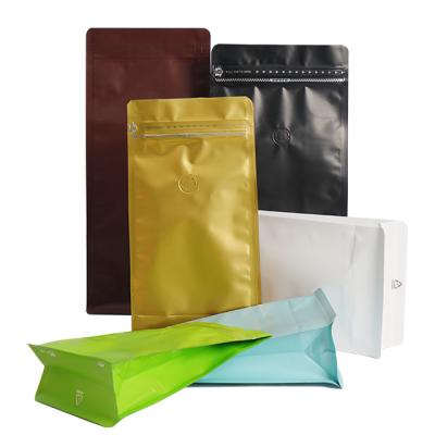 China Triangle Moisture Proof Custom Seal Square Coffee Beans Powder Pouch Block Flat Box Bottom Packaging Bags With Air Valve for sale