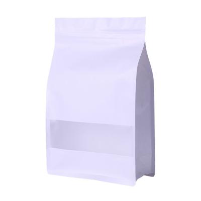 China White Aseptic Stand Up Paper Bag Resealable Zipper With Window Food Packaging Kraft Paper Bag for sale