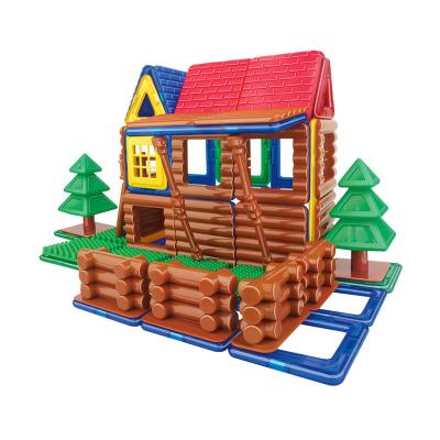 China Toy New Design Building Toys 72pcs Farm Log Cabin Play Set For Kids Magnetic Tiles Building Block Sets for sale