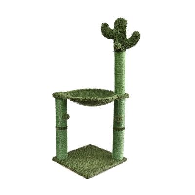 China Vertical Cactus Cat Hammock Tree Cat Scratch Post Cat Climbing Scratcher Pet Viable Star Sisal Green Pet for sale