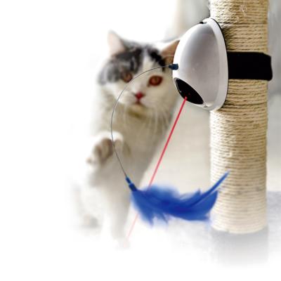 China Viable Interactive Electronic Laser Cat Toy, Cat Electronic Rotating Feather Toys Dismountable Pet Funny Cat Teaser Stick for sale