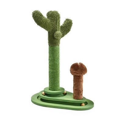 China Sustainable Plant Fun Ball Custom New QI Electroplate Green Sisal Cactus Tree Cat Scratcher Post for sale