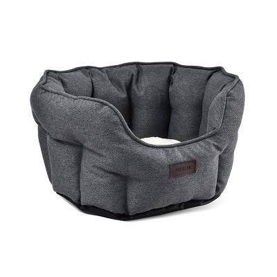 China Breathable Designer Cozy Soft Raised Edges Classic Twill Deep Canvas Cat Dog Bed Pet for sale