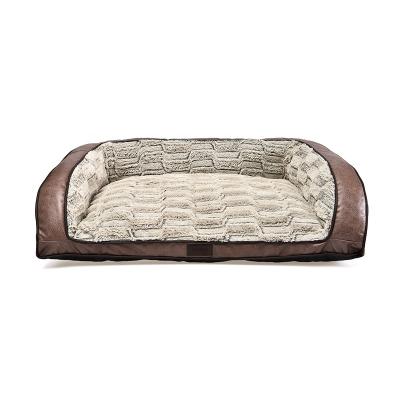 China Sustainable Stylish Vintage Detachable Machine Wash PU Suede Fabric Dog Pet Sofa Bed for sale