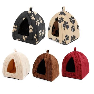 China Sustainable Collapsible Small Conical Warm Pet Nest Soft Sleep Dog Cat Puppy Bed House Cat Cave for sale