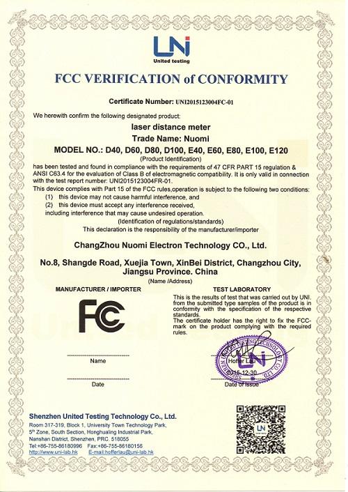 FCC - Changzhou Nuomi Electron Technology Co., Ltd.