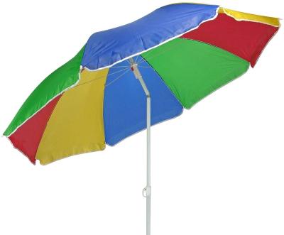 China Traditional Outdoor Portable UV Blue White 50+ Stripe Beach Umbrella for Patio Garden Beach Pool Backyard for sale