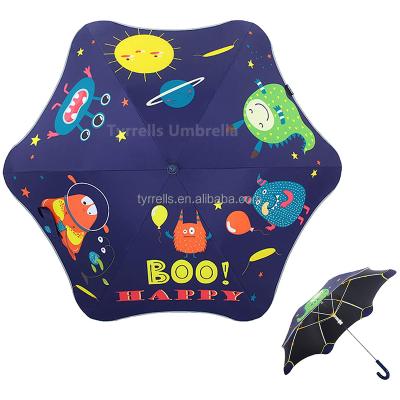 China Reflective Brand Traditional Umbrella Blunt Black Coating Safety Round Corner Umbrella UV Protection Kids Straight Umbrella Tips for sale