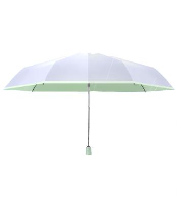 China Minimalist 5 Folds Umbrella Logo Custom Silver Coated 4 Folds Automatic Travel Umbrella Mini Pocket Umbrella Green Colors Open And Close Folds for sale