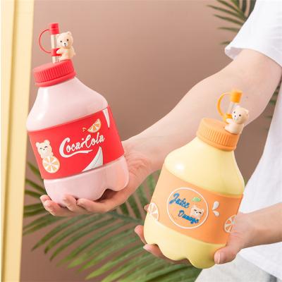 China Lovely Cartoon Bear Milk Bottle Cute Ceramic Home Use Water Cup Drinks Porcelain Cup Korea Viable Kids Cups With Straw for sale