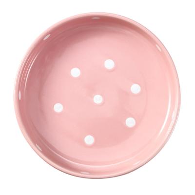 China Sustainable Western Items Dot Design Color Glazed Pink Kitchen Dining Pasta Serving Wedding Dinner Plate Ceramic Dishes for sale