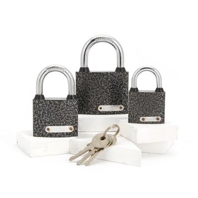 China Iron security padlock master keys number 63mm anti-cut door lock iron anti-theft plastic coated padlock for sale