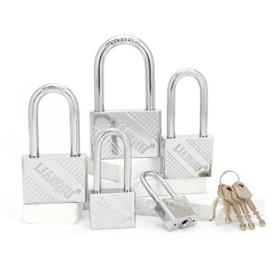 China 40 Millimeter High Quality Anti-theft Long Shackle Shape Iron Padlock Square Security Protection Lock for sale