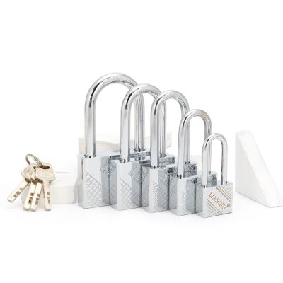 China Iron Security Top Brass Padlock Anti Cutting 50 Mm Long Shackle Square Shape Padlock With 3 Paddle Keys for sale