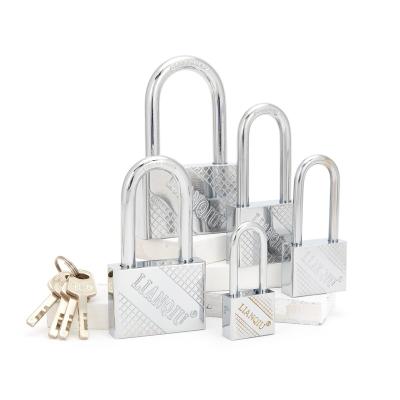 China Iron Top Safety Brass Padlock Anti Cut 30 Mm Long Shackle 3 Padlock Keys Silver Plated Square Shape Padlock for sale