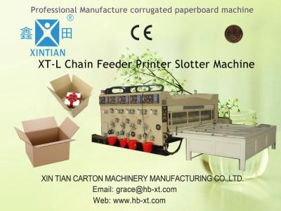 China Drehhalb automatische Karton-Drucker Slotter-Maschine mit elastischer drückender Platte zu verkaufen