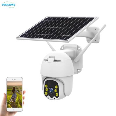 China New Solar Powered Night Vision Solar Battery Dome PTZ Camera Wifi Outdoor Full Color Wireless Two Way Audio Security CCTV Two Way Audio for sale