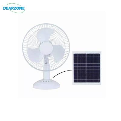 China Wholesale Charging 12 Inch Black Electric Solar Fan Table Battery Power Powered Portable Fan Indoor And Outdoor Rechargeable Bank Function for sale