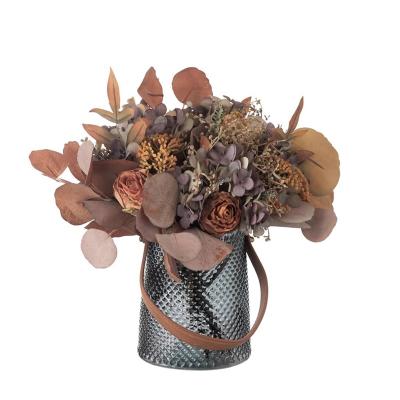 China Home Decoration Grain Wedding Decoration High-end Technology Manufacturing Rose Bouquet Artificial Flowers Green Dry Burned Plants Decoration .nc Wholesale Style for sale