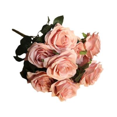 China Wedding Decoration Rose Bouquet Simulation Flowers Artificial Home Attendance Flowers Decoration Wedding Home Flowers for sale