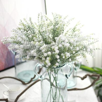 China Outdoor indoor white grain artificial importers decoration plants and outdoor artificial flower babybreath gypsophila mum for sale