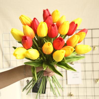 China Wholesale Home Decor 14 Color PU Mini Tulip Artificial Flower Indoor Outdoor Wedding Decoration for sale