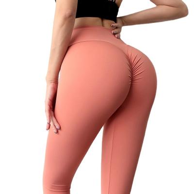 China Breathable Double hair grinding naked yoga pants women network celebrity high-waisted peach buttock tight pants sports fitness pants for sale