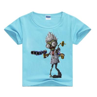 China Factory Anti Shrinkage Against Zombie Pea Shooter Peripheral Design T-shirt Summer Cotton Printed Short Sleeve Casual Kids Wear for sale