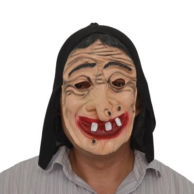 China Halloween Party Eco-Friendly Witch Mask Cosplay Old Lady Headgear With Black Gauze Trick Props Full Head Latex Mask Performance Props for sale