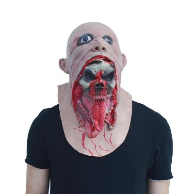 China Eco-Friendly Delicate Open Mouth Party Full Face Mask Eco-Friendly Delicate Ghost Zombie Horror Cosplay Ghost Latex Latex Performance Props for sale