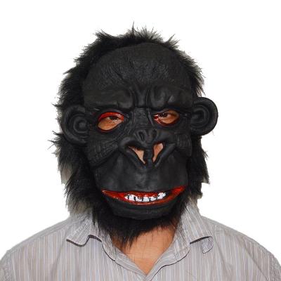 China Full Head Mask Eco-friendly Black Latex Chimpanzee Mask For Halloween Costume Party Monkey Animal Mask Orangutan Smile Party Costume for sale