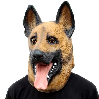 China Eco-Friendly Latex Underdog Super Bowl Costume Dog Party German Shepherd Dog Head Mask Halloween Underdog German Shepherd Animal Head Mask for sale