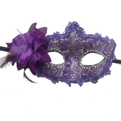 China Diamond Eyeline Luxury Venetian Masquerade Classic Party Mask Aside Flower Half Face Mardi Gras Mask Carnival Ball Gift for sale