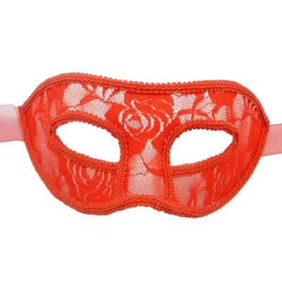 China Venetian Mask Halloween Mardi Gras Carnival Ball Party Masquerade Party Classic Sexy Translucent Lace Half Face Mask Favors Red Color for sale