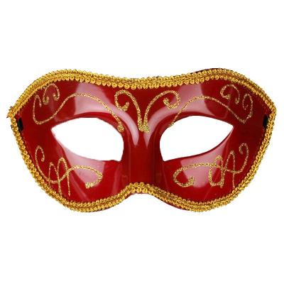 China Classic Sexy Half Face Hand Drawn Halloween Mardi Gras Carnival Ball Party Masquerade Party Mask Red Color Venetian Favors for sale