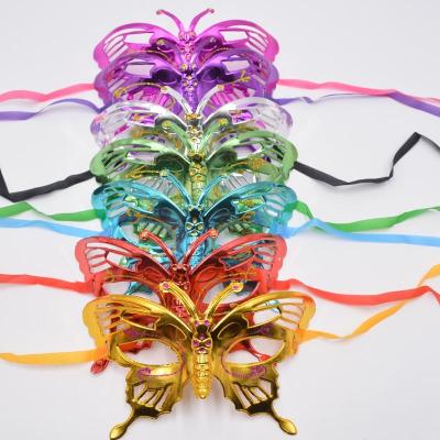 China Venetian Carnival Mardi Gras Halloween Party Wedding Favor Classic Butterfly Hand Drawing Gold Plating Masquerade Party Mask Makeup Ball for sale