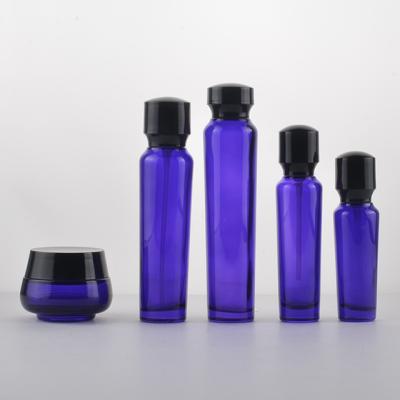 China Hot Fancy Black Purple Personal Care Packaging Cosmetic Bottle Sets Lotion Bottle Beauty Skin Care Cream 50g 30ml 40ml 60ml 100ml 120ml for sale