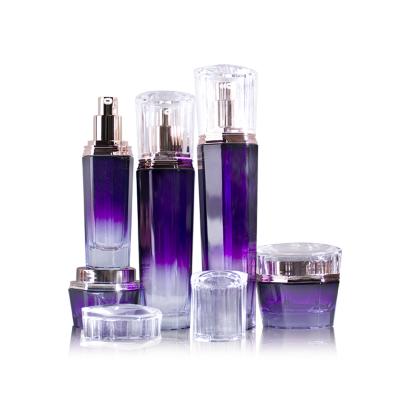 China Personal Care Custom Printed Pretty Purple Glass Serum Bottle Cosmetic Packaging For Personal Care for sale