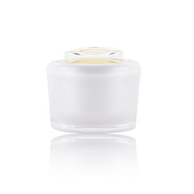 China Skin Care Creams Luxury Airless Cream Jars 30g Gold And White Acrylic Cream Jar For Skin Care Packaging for sale