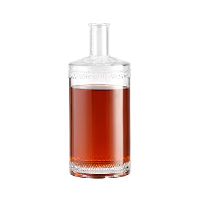China Wholesale 750ml Wine Liquor Bottles Glass Eco-friendly Brandy Gin Rum Tequila Vodka Spirits Recyclable Glass Bottle With Lid for sale