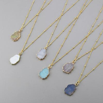 China Natural Crystal Dainty Gold Plated Necklace Quartz Romantic Raw Gemstone Necklace Healing Jewelry For Her for sale