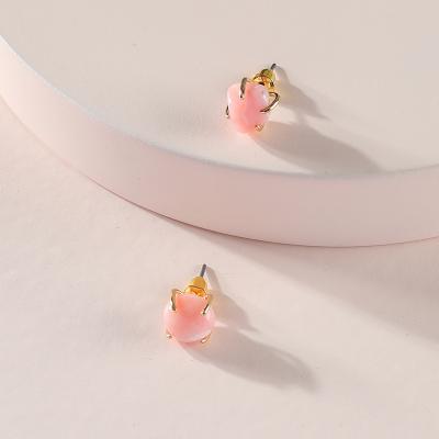 China Casual/Sporting Raw Jewelry Rose Quartz Amethyst Gemstone Earrings Crystal Stud Earrings Engagement for sale