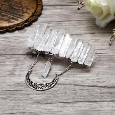 China 2022 New Spring Style Handmade Natural Stone Hair Accessories Moon Crystal Hair Clip For Women for sale