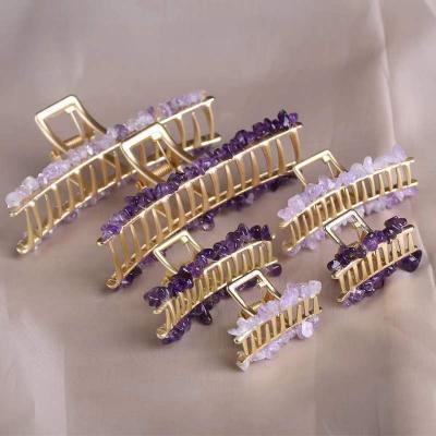 China New 2022 Trendy Natural Stone Alloy Springs Crystal Hair Clip Handmade Headwear For Women for sale