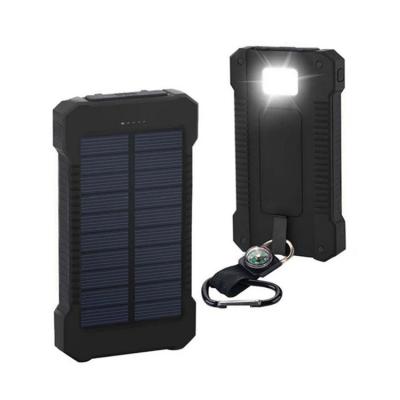 China 2022 Solar Power Bank Free Samples New Solar Panel Charging Waterproof Mobile Phone Charger 10000mAh Solar Power Bank With Dual Usb for sale