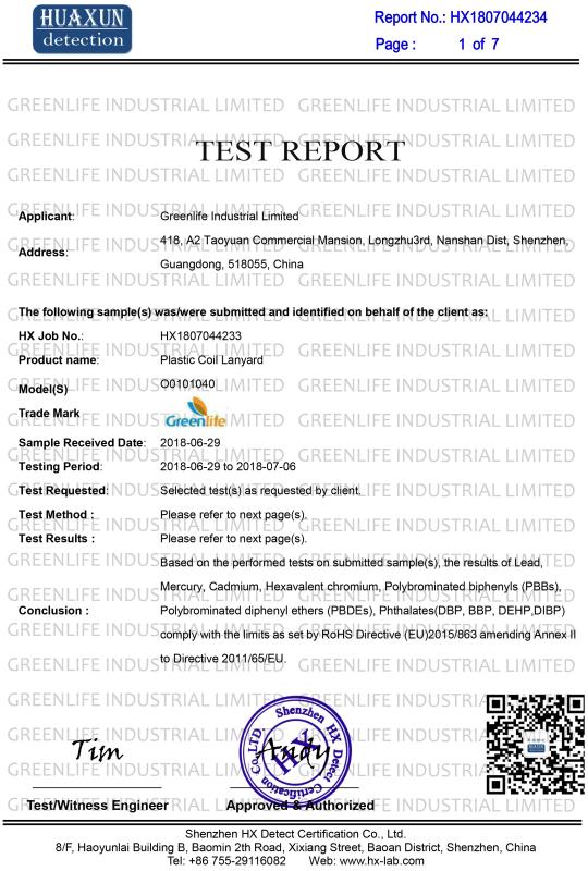 RoHS - Greenlife  Industrial  Limited